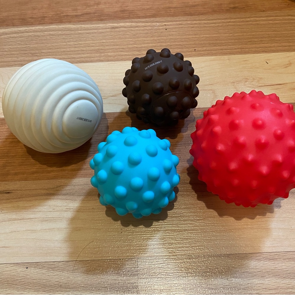 Set of four textured balls for kids